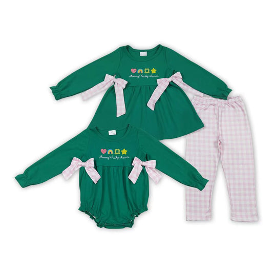 Saint Patrick's Day long sleeve embroidery top matching pants baby girl outfit