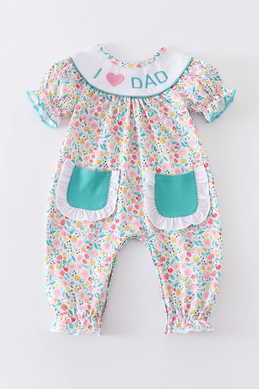 I love dad floral pocket romper fathers day  gift