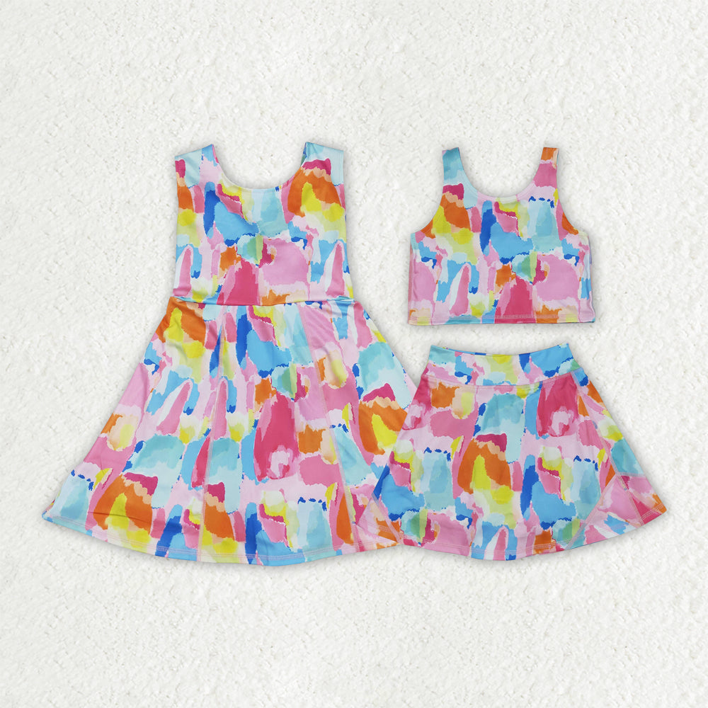 Baby girls tie dye design active wear athletic summer yoga outfit