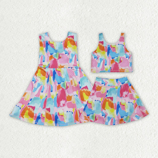 Baby girls tie dye design active wear athletic summer yoga outfit