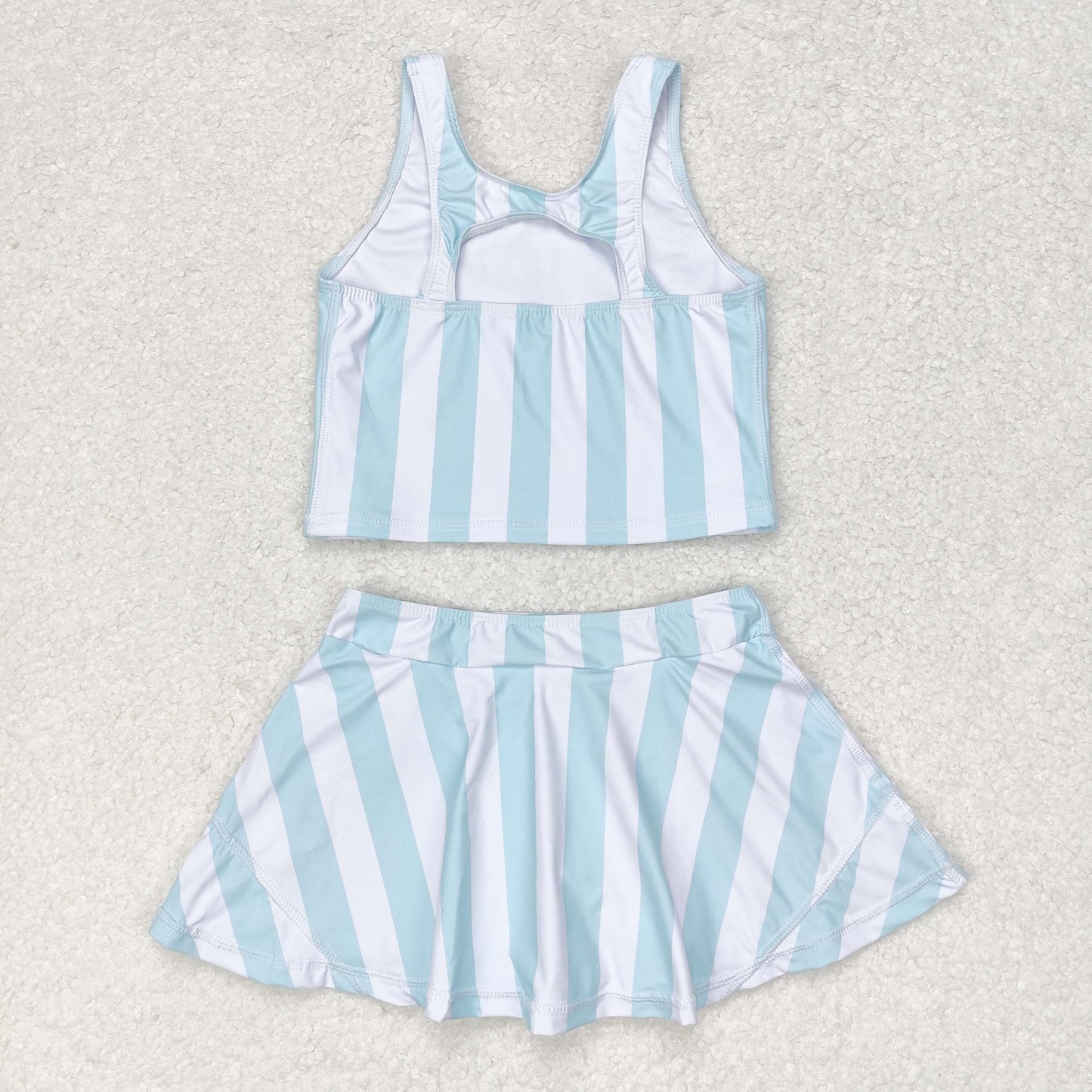 blue stripes baby girls summer skirt outfit