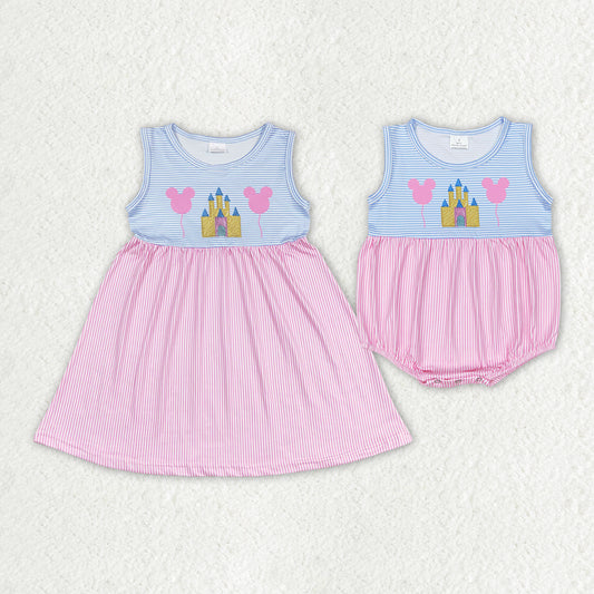 baby girls best sister holiday castle print dress wholesale kids matching clothes