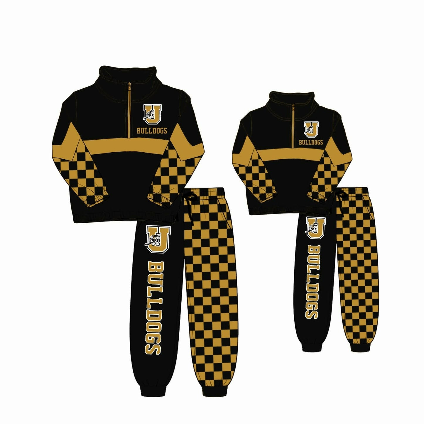 Adult women bulldog team design long sleeve pullover matching pants outfit