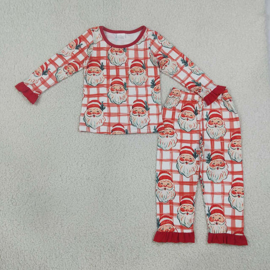 Long sleeve Christmas santa top matching pants girl wholesale factory price outfit