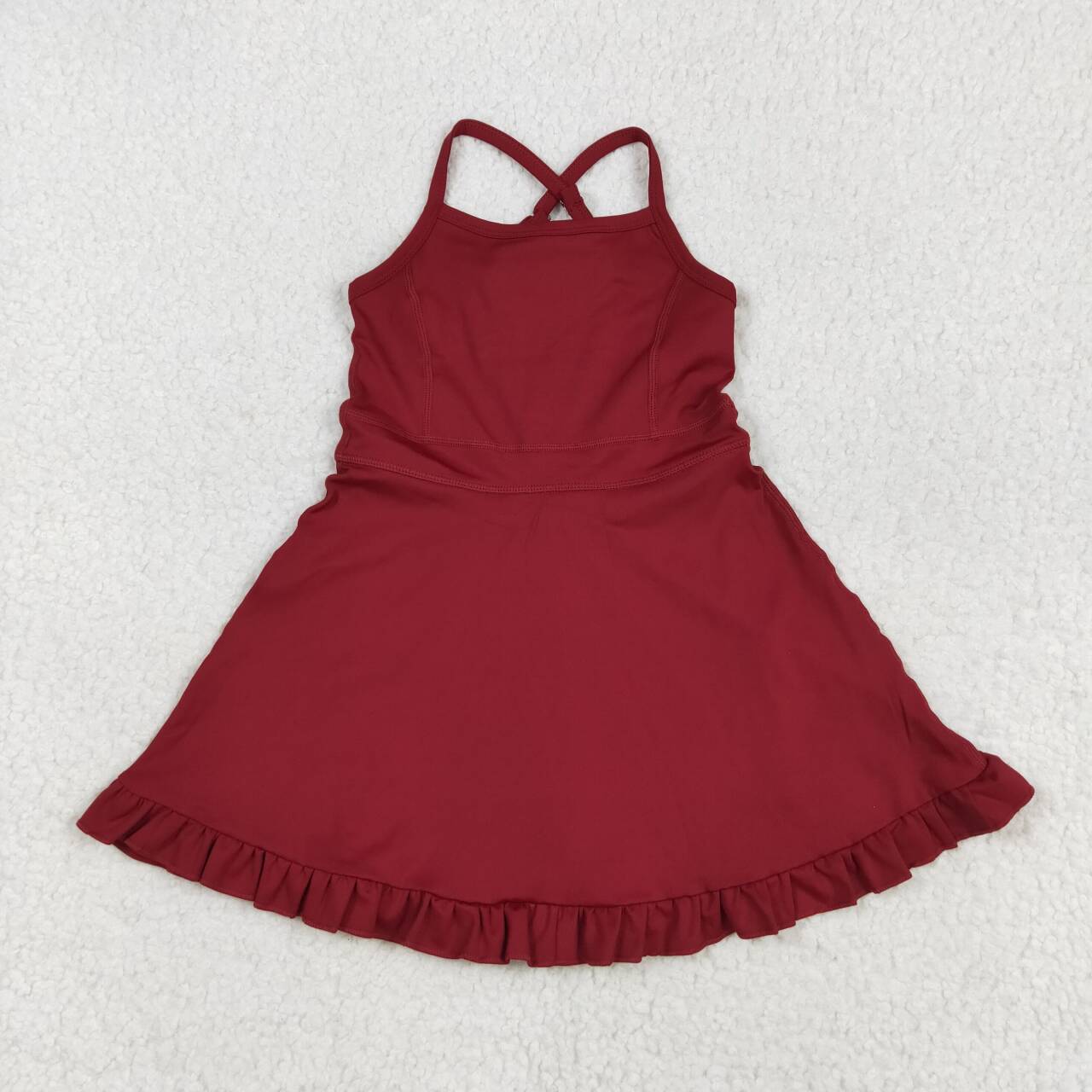 Baby girls maroon active wear athletic summer yoga lace ruffle dress