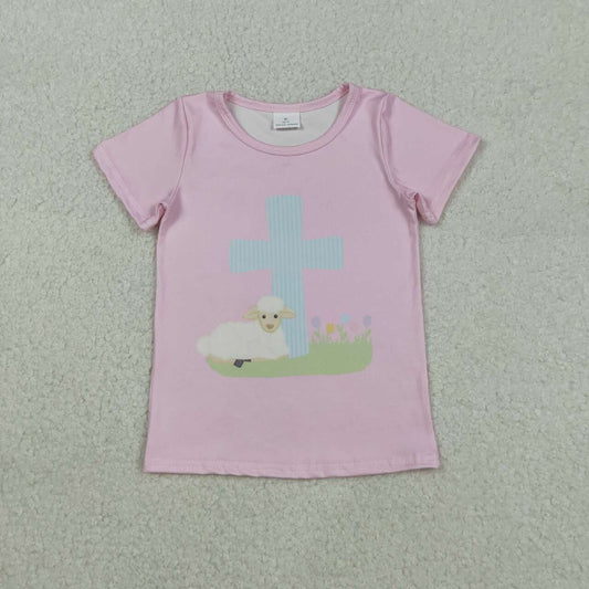 Girls easter cross short sleeve top