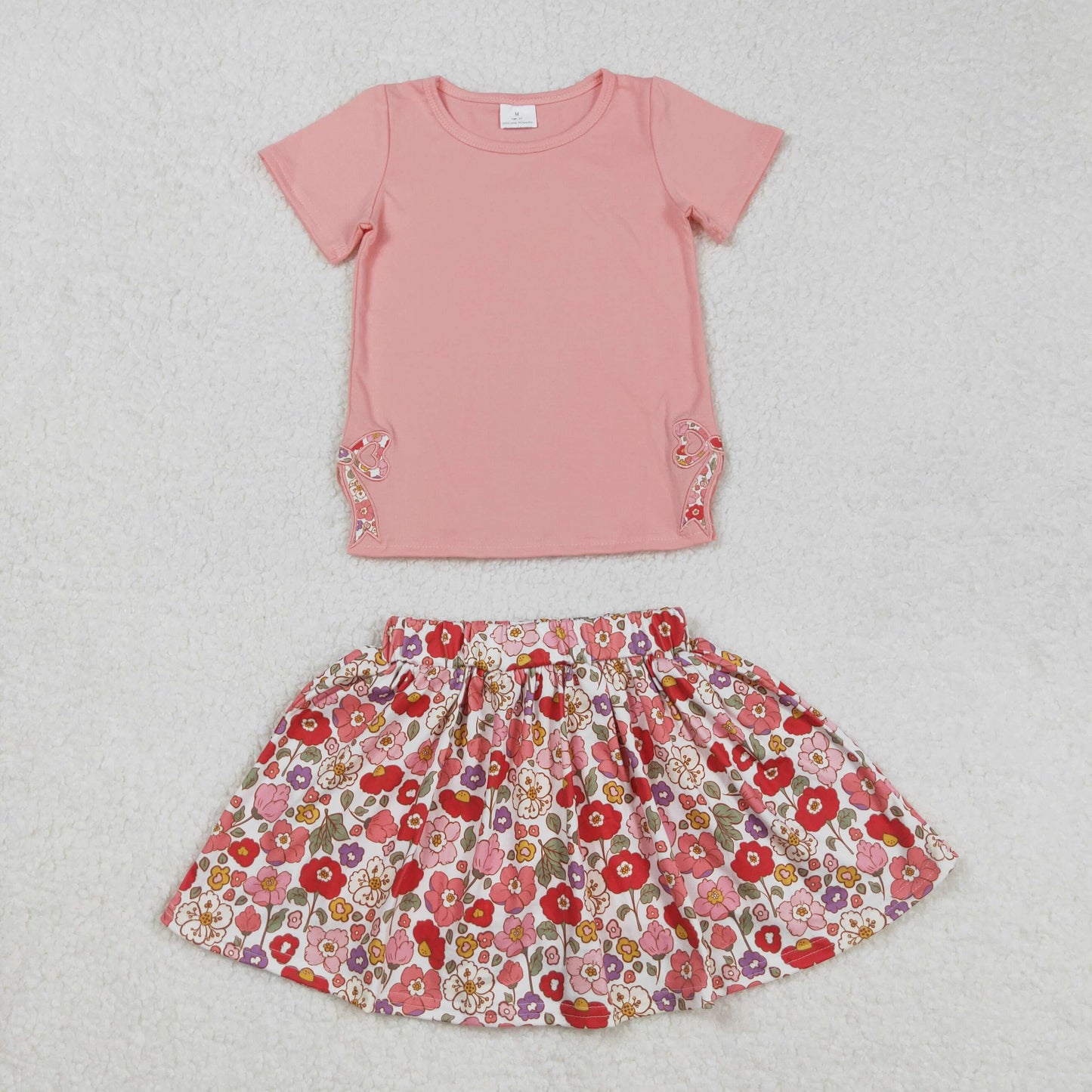 Baby girls embroidery yellowe top floral skirt shorts summer shorts outfit