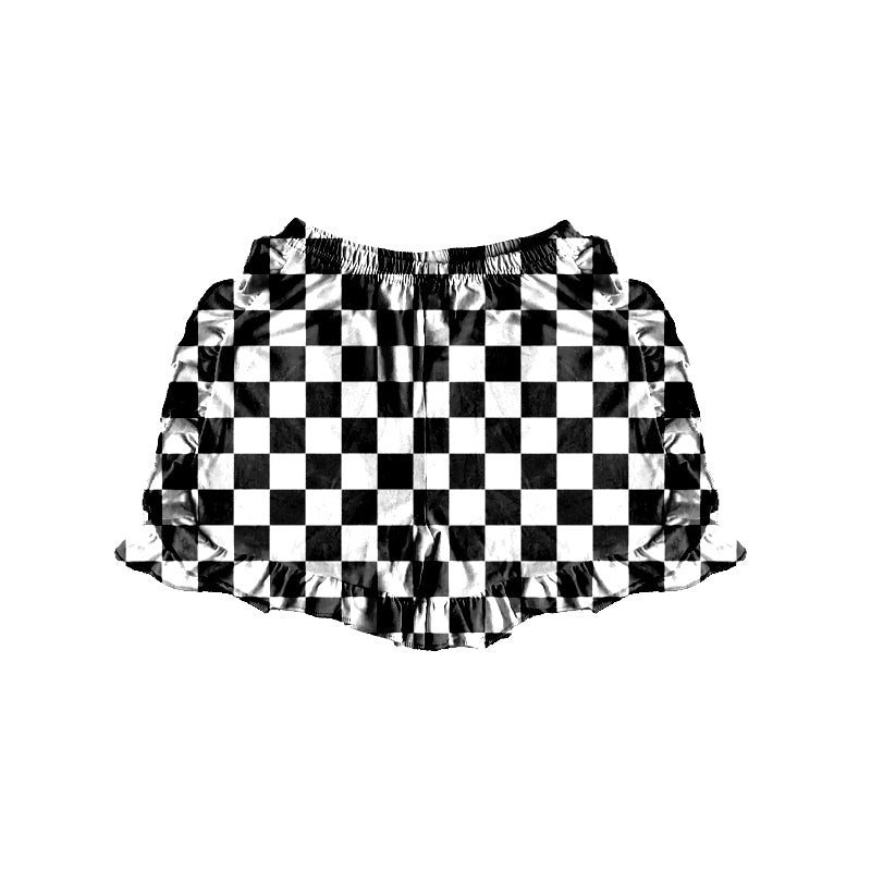 infant toddle girls wholesale black checkered ruffle shorts