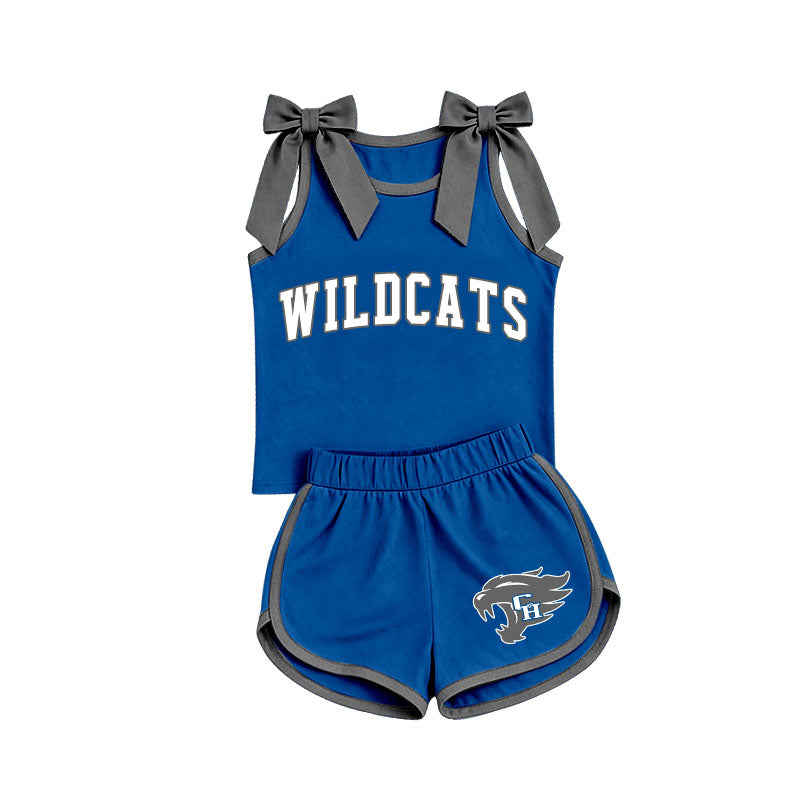 Custom team bow top matching shorts girls summer outfit