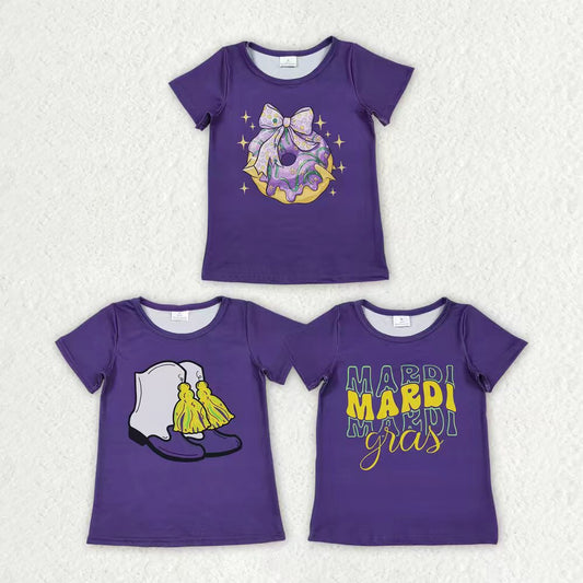 Mardi Gras donuts design girls short sleeve top