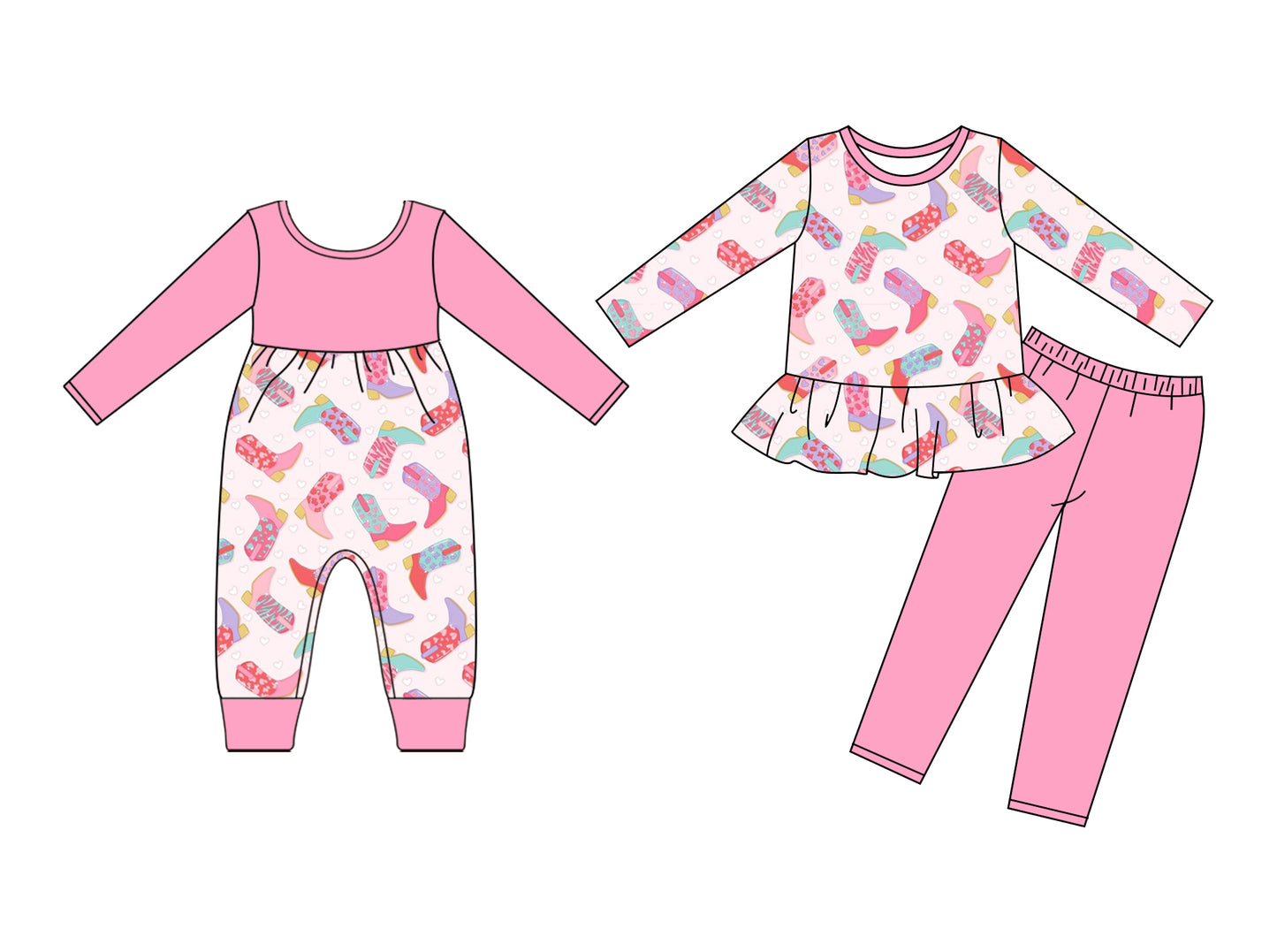 Toddle kids western boots matching outfit wholesale baby clothes