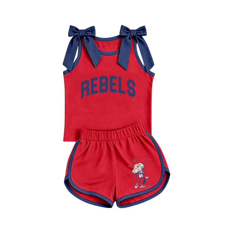 Custom team rebels state top matching shorts girl summer outfit wholesale factory price