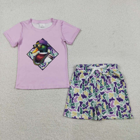 Mallard duck design baby girls Mardi gras clothes