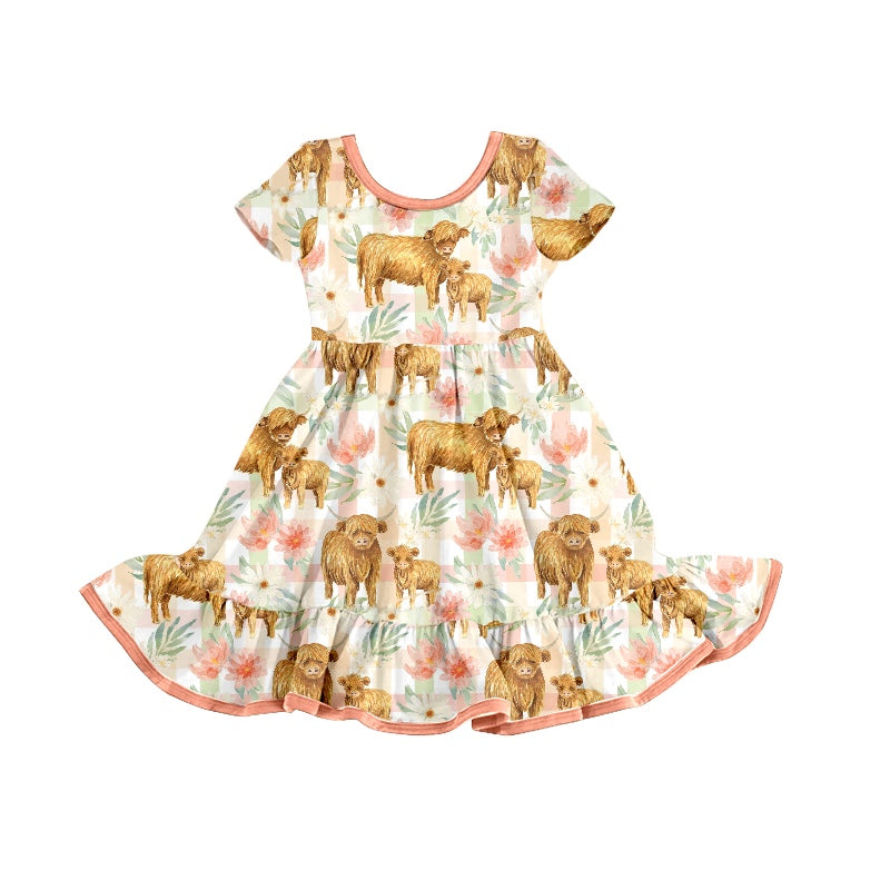 highland cow floral dress preorder