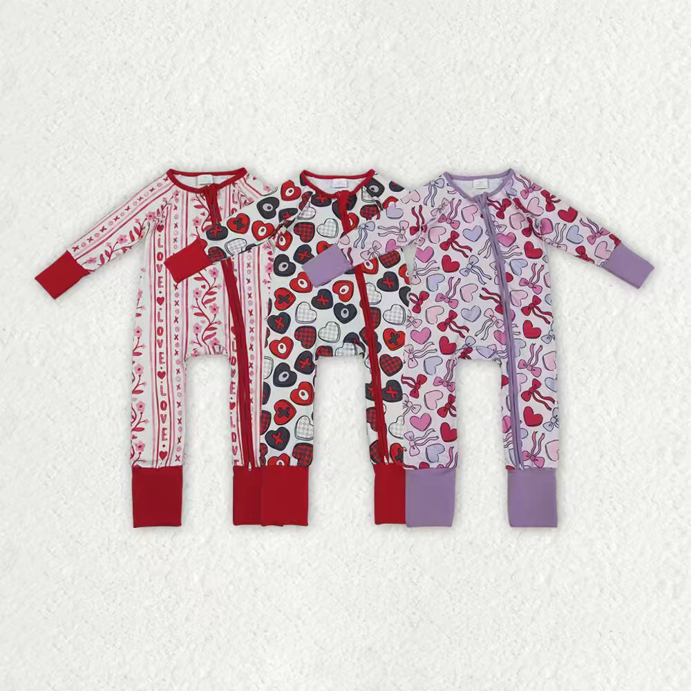 Toddle baby Valentines heart long sleeve romper