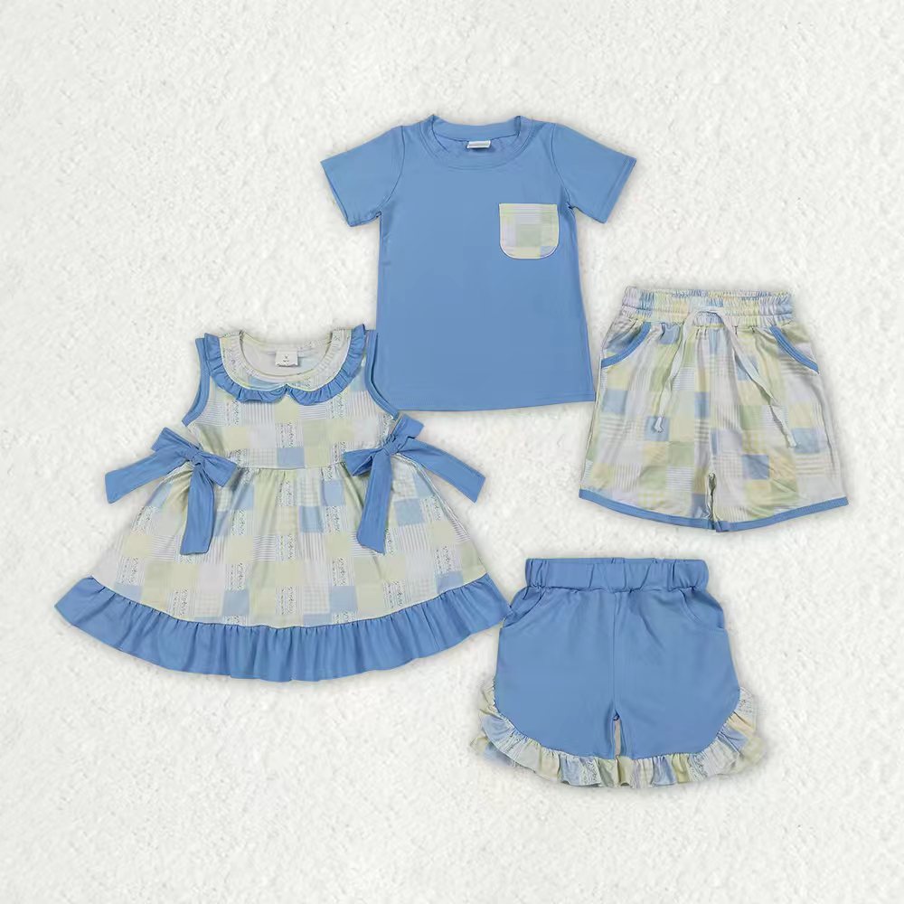 Short sleeve pocket top matching shorts boy summer outfit