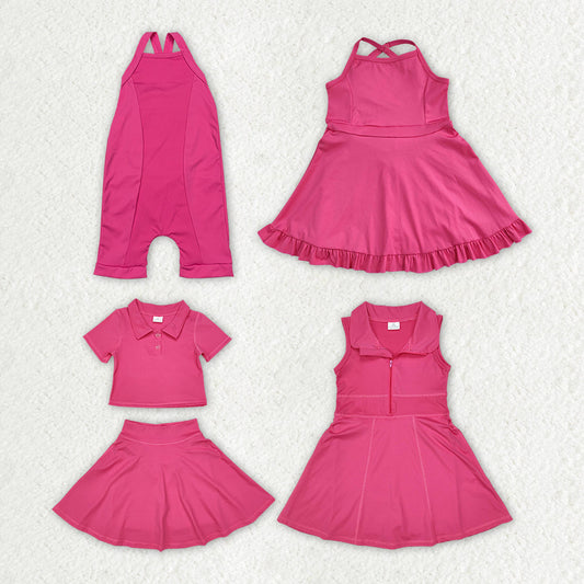 children baby girls hot pink active wear athletic jumpsuits