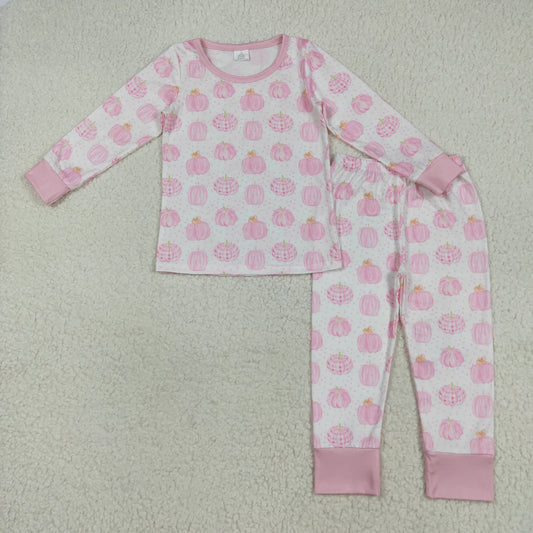 wholesale girls pink pumpkin fall season pajama set