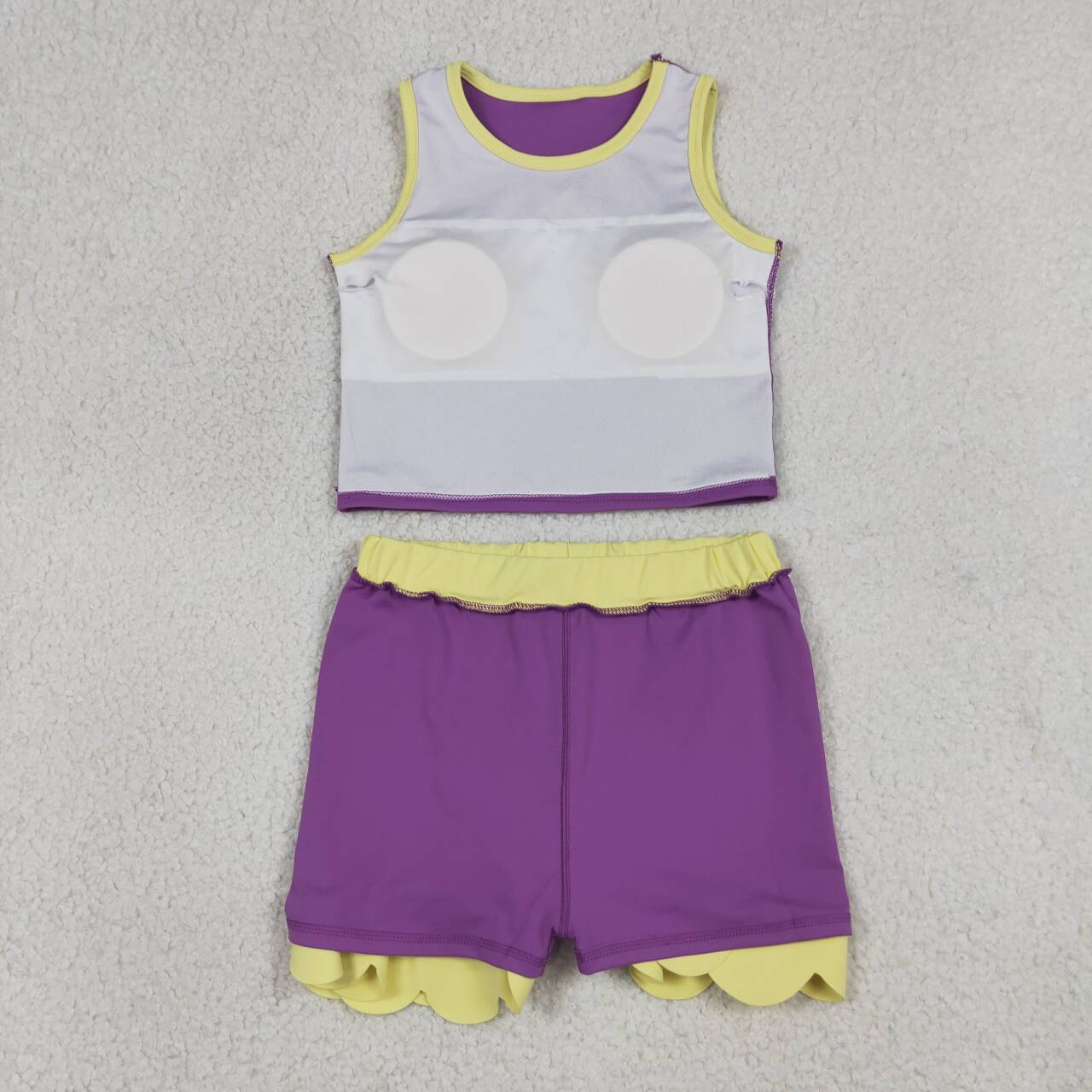 Purple yoga top matching skorts girls summer outfit
