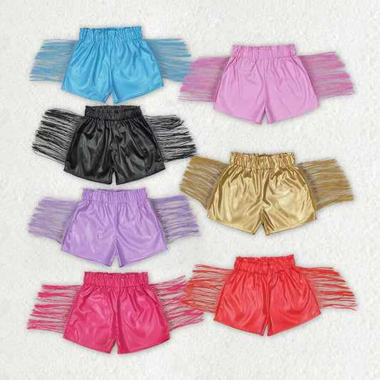 toddle girls colorful p-leather tassel summer shorts