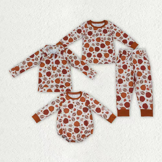 Fall pumpkin boys long sleeve thanksgiving pajama set outfit