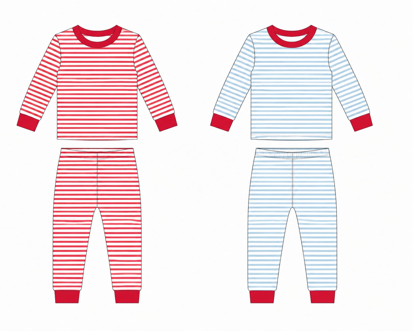 Toddle kids stripes design long sleeve Christmas pajama set