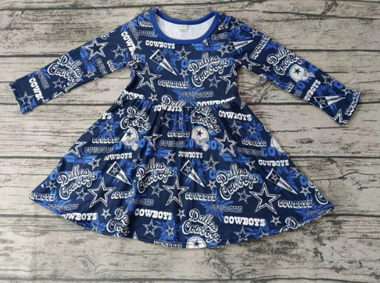 Wholesale baby girls college team long sleeve dress