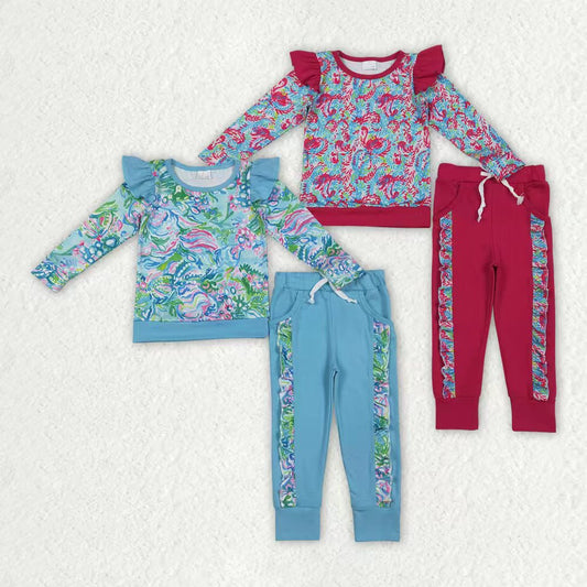 Seaweed design girls long sleeve spring fall outfit