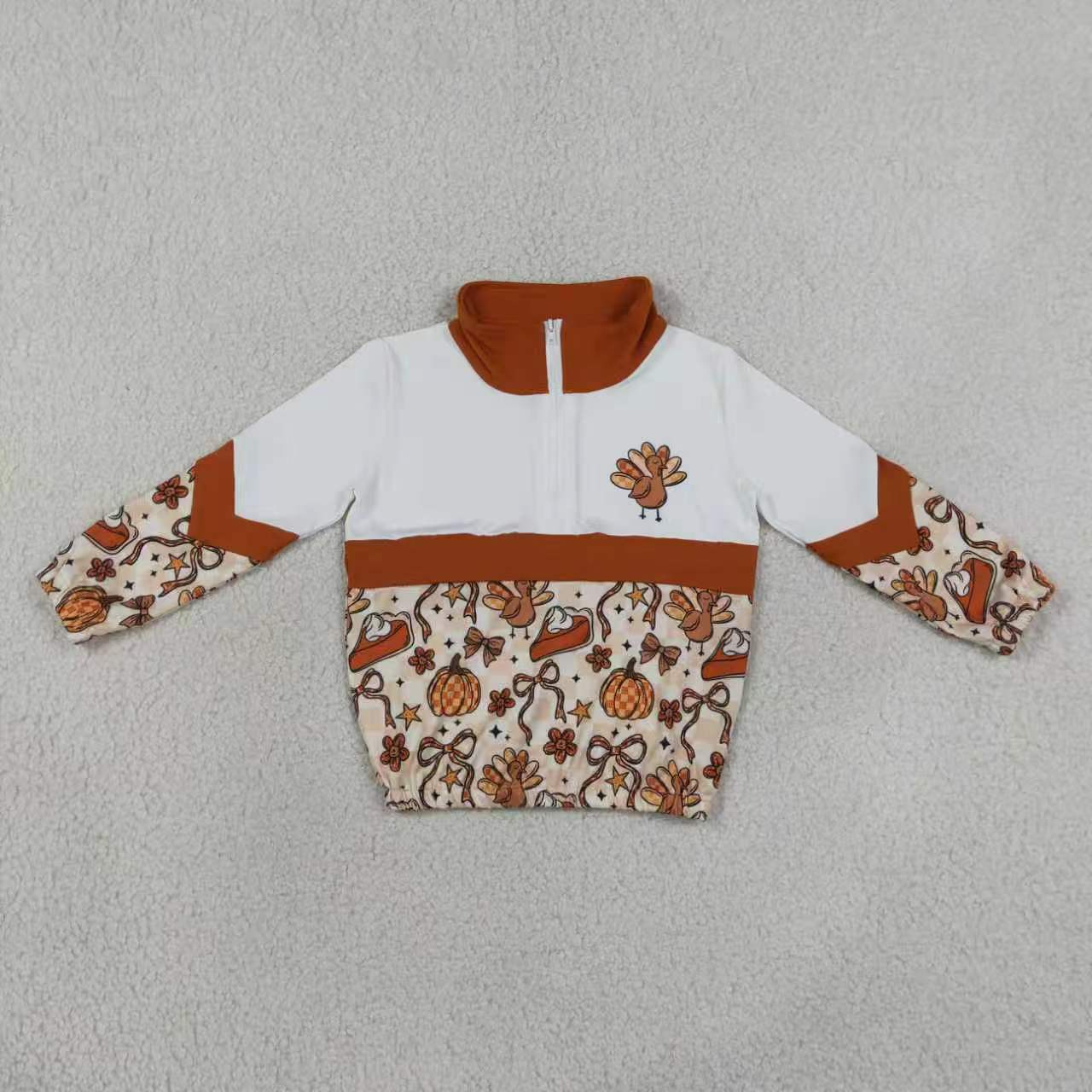 Thanksgiving turkey long sleeve top matching pants girl outfit