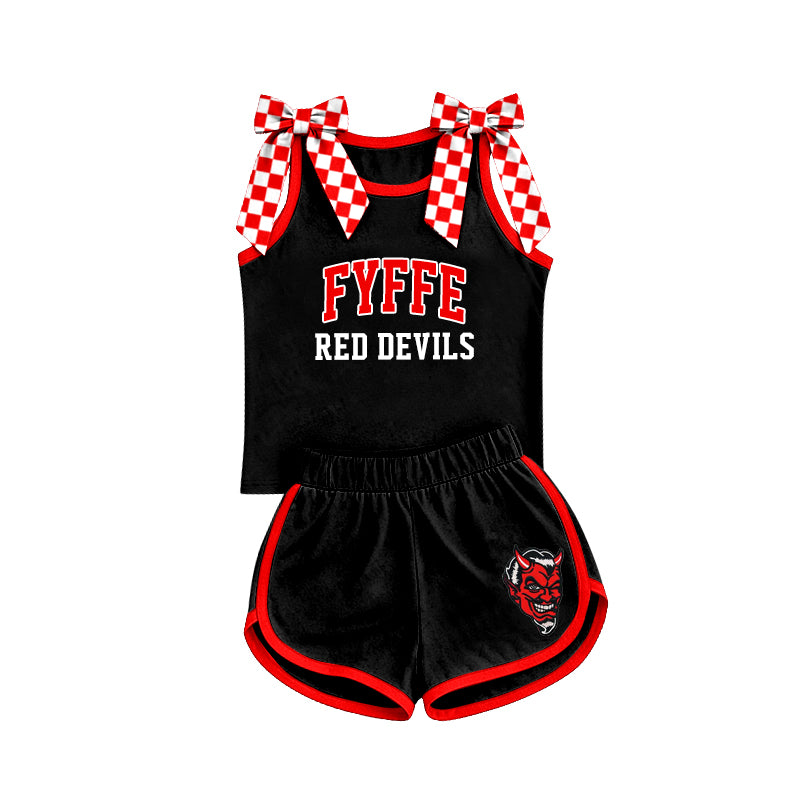 Custom team bow top matching shorts girls summer outfit