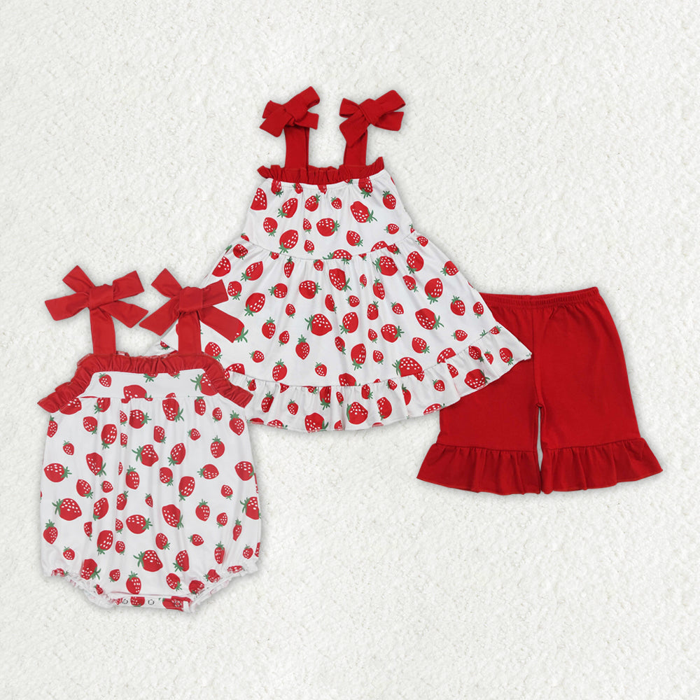 best sister strawberry matching outfit baby  sibling set