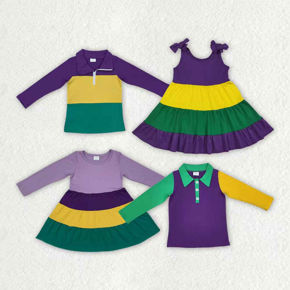 Mardi Gras baby boy long sleeve green yellow purple t-shirt top
