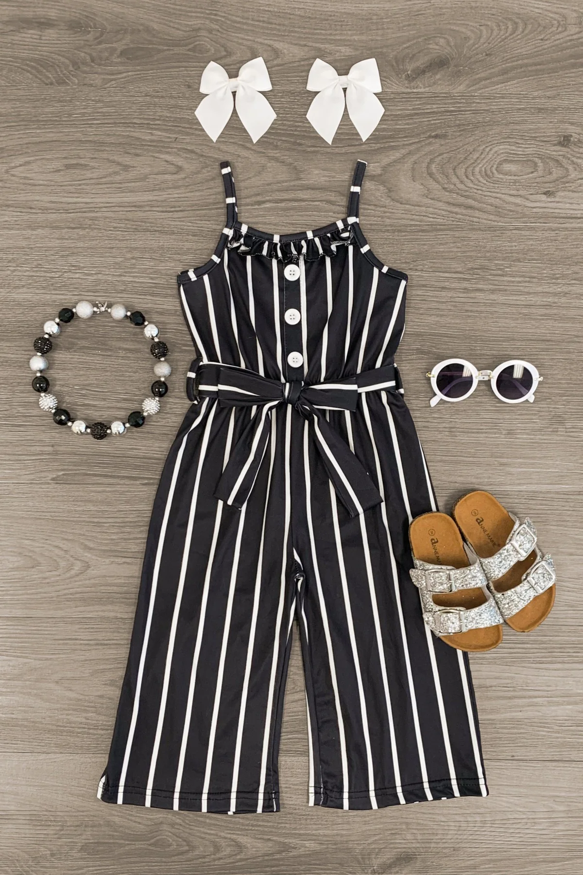 black stripes girls spring summer jumpsuit