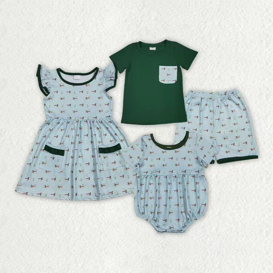 Duck pocket top matching shorts boy outfit