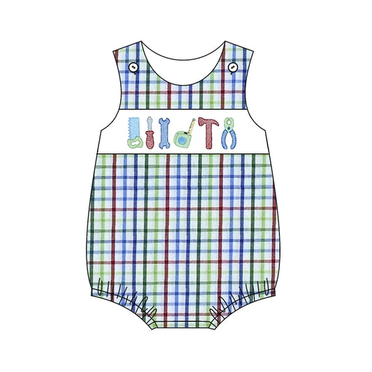 baby toddle boy tool print sleeveless romper
