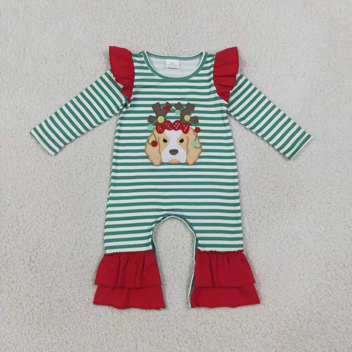 Girls long sleeve Christmas embroidery top matching pants fall outfit