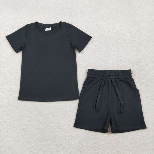 Black cotton top matching shorts boy summer outfit