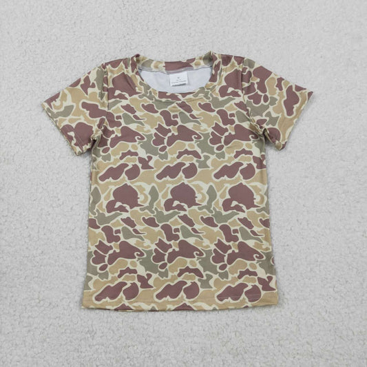 Khaki camo design kids boy short sleeve top