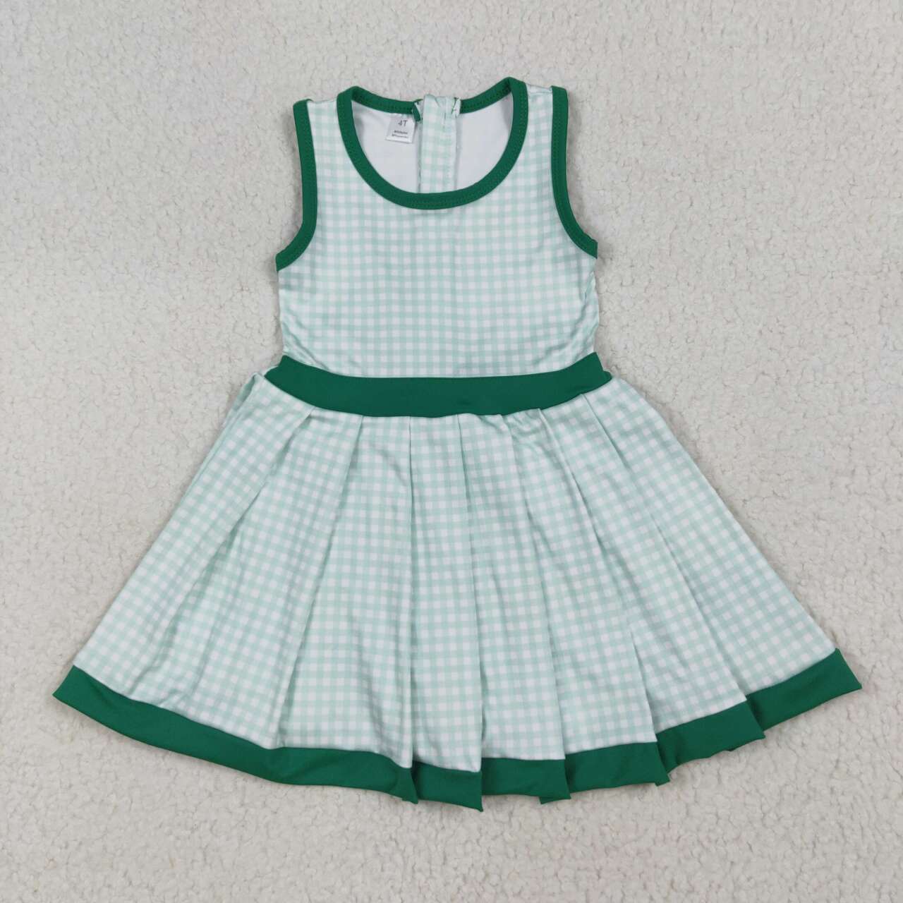 Baby girls green plaid active wear athletic summer yoga  dress