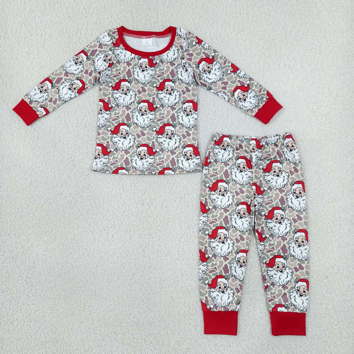 Long sleeve Christmas santa claus top matching pants girls pajama set