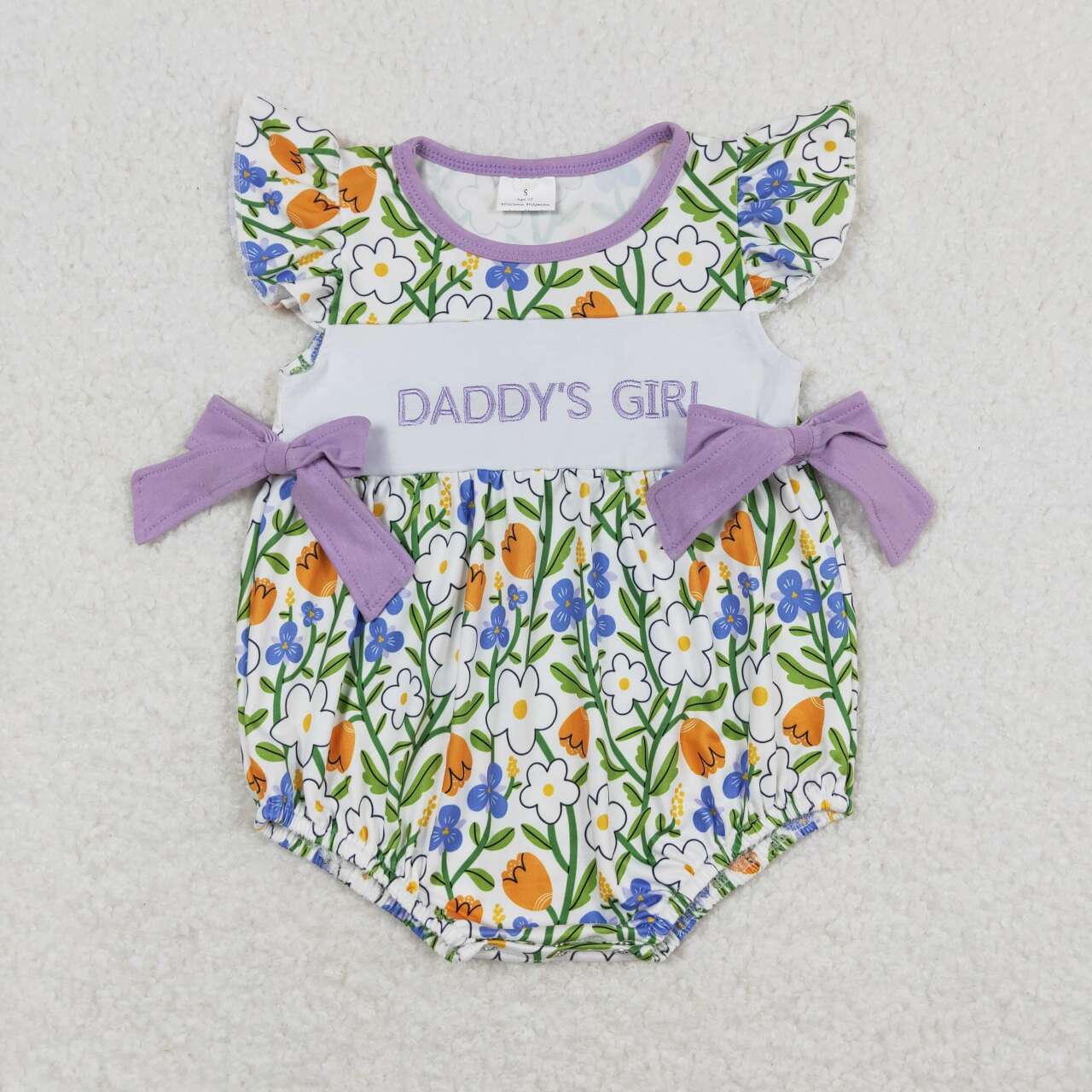 embroidery Daddys girls fathers day floral romper