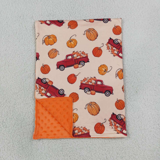 Toddle kids pumpkin truck design soft blanket