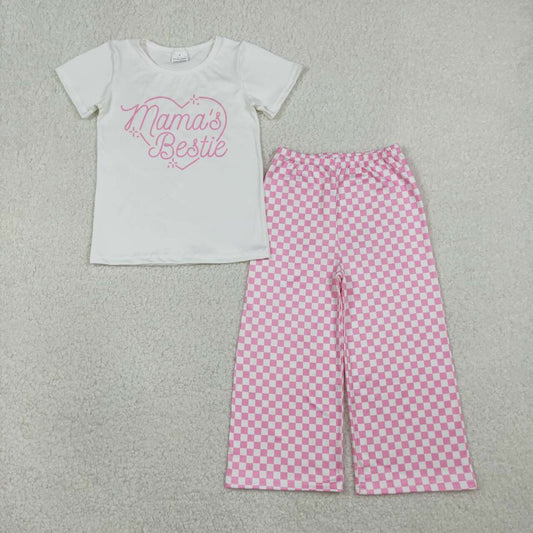 Mamas bestie design kids girls short sleeve outfit