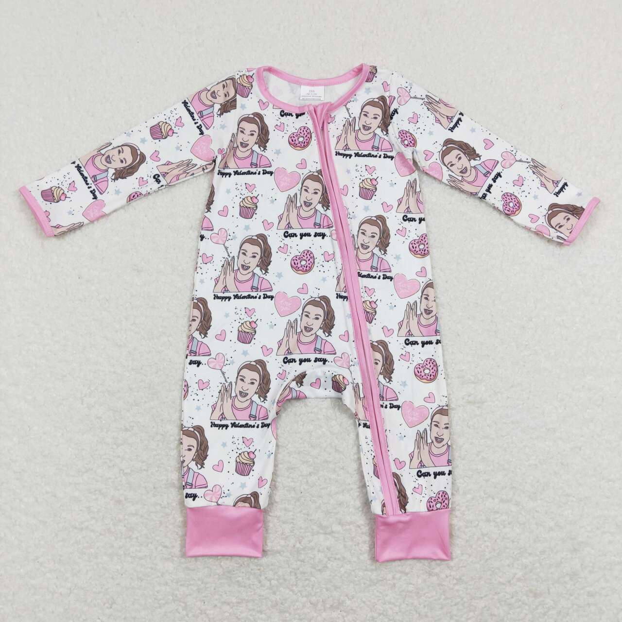 infant baby girls teacher print zip romper