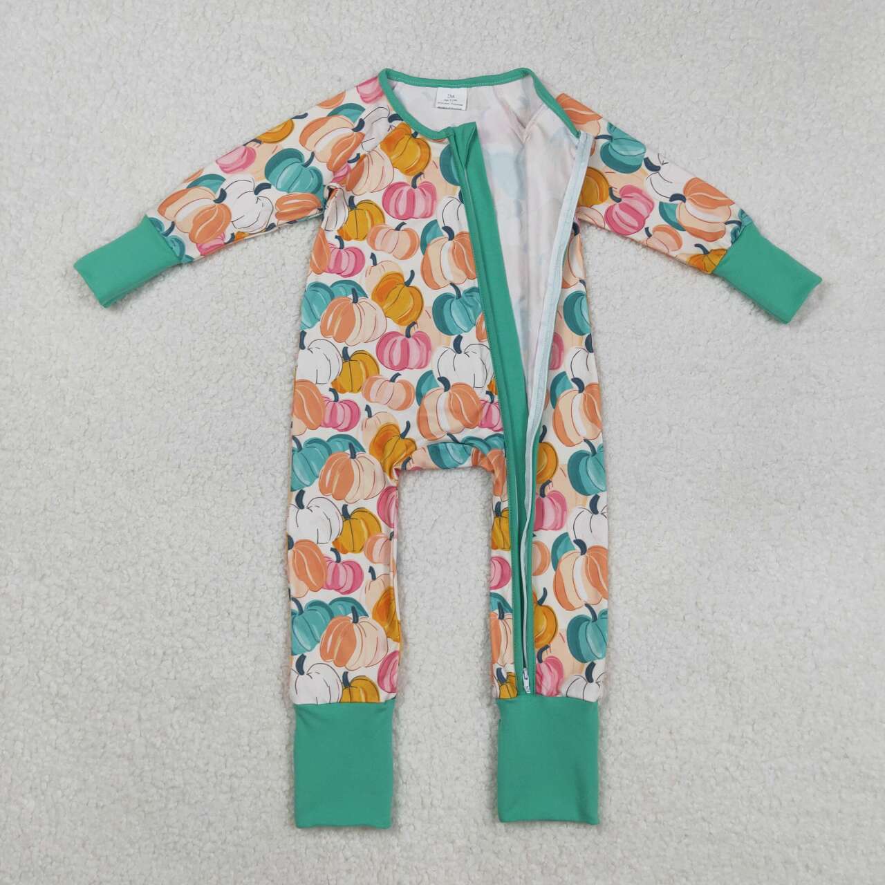 Colorful pumpkins design kids long sleeve romper