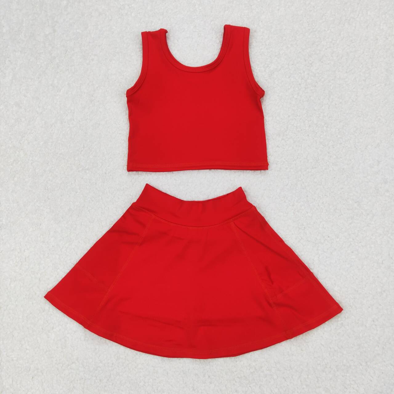 Baby girls red active wear athletic summer yoga skirt outfit