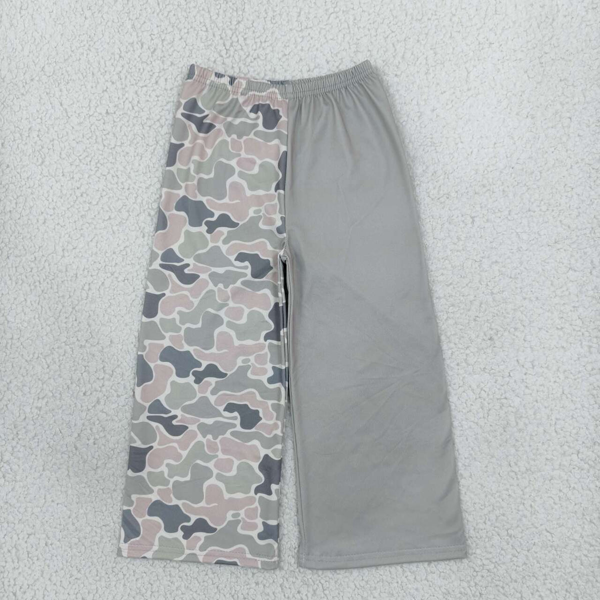 Grey camo print girls milk silk pants