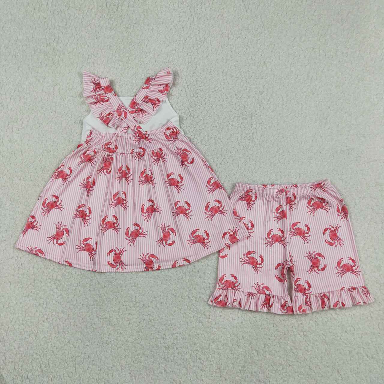 Crab top matching shorts girl summer outfit