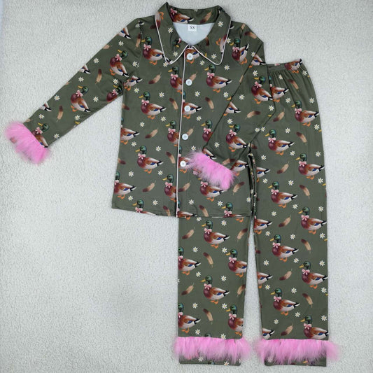 Adult women duck flowers design long sleeve pajama set