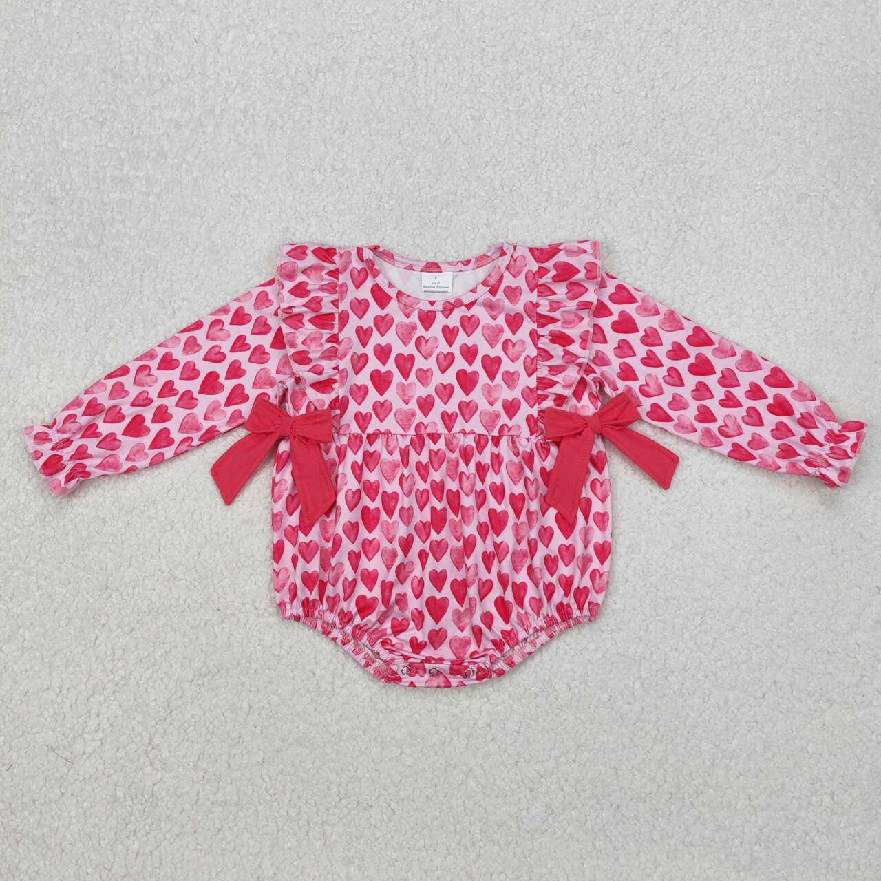 Infant baby girls Valentines heart long sleeve romper